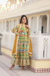 KA 1080 Digital printed Russian Silk With Embroidery Readymade Gown With Dupatta Wholesale Online